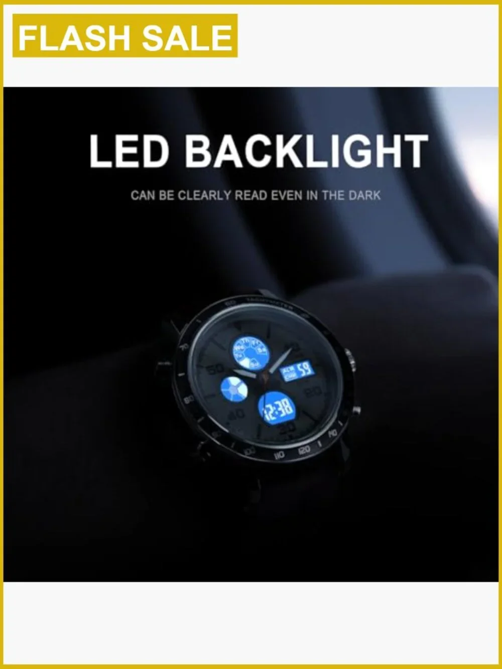 Men's Multifunction Analog Digital Watch Dual Time Display LED